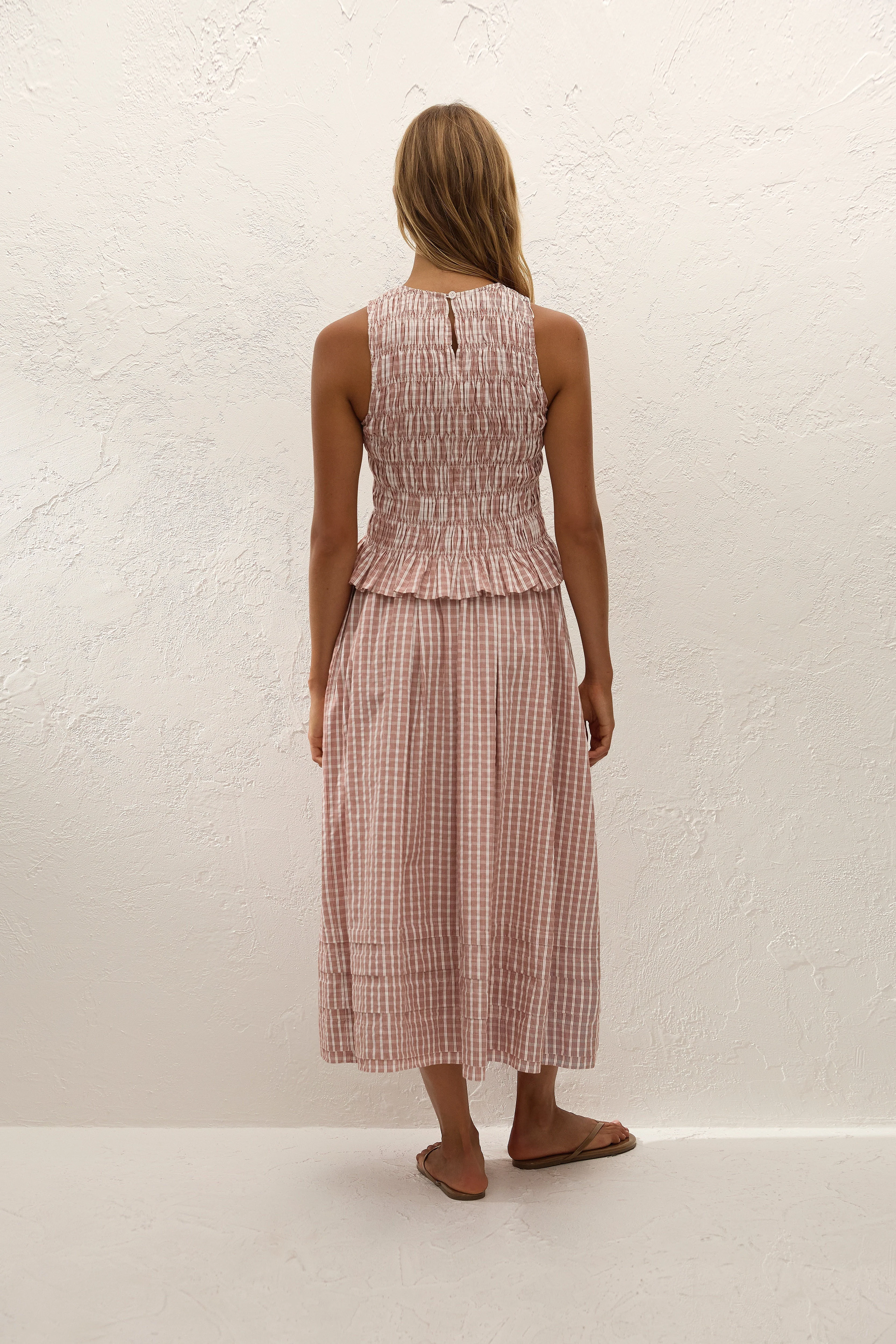 Cales Top Paloma Check Cinnamon White - Image 4