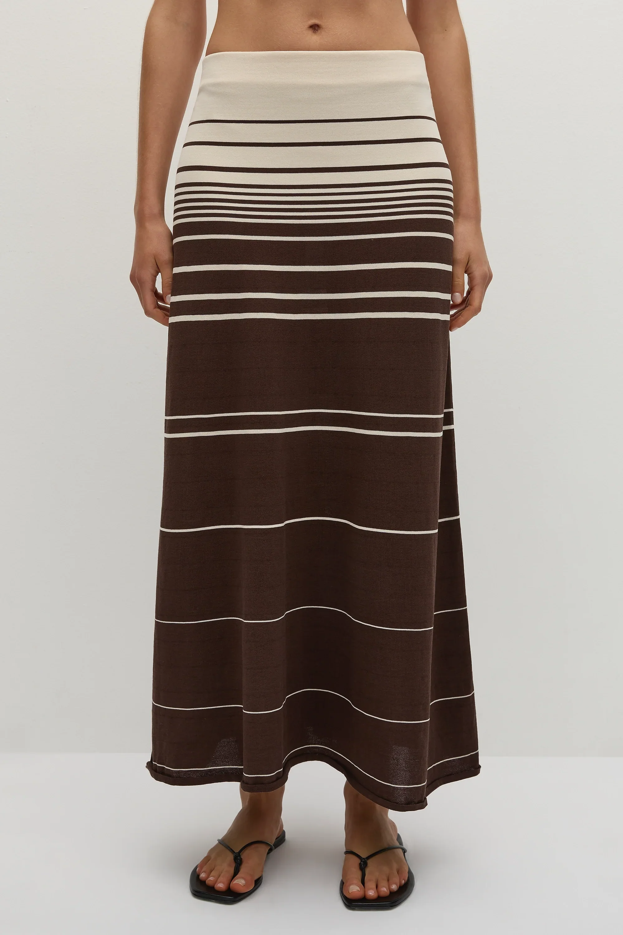 Casia Maxi Skirt Accordion Stripe Brown Beige - Final Sale - Image 3