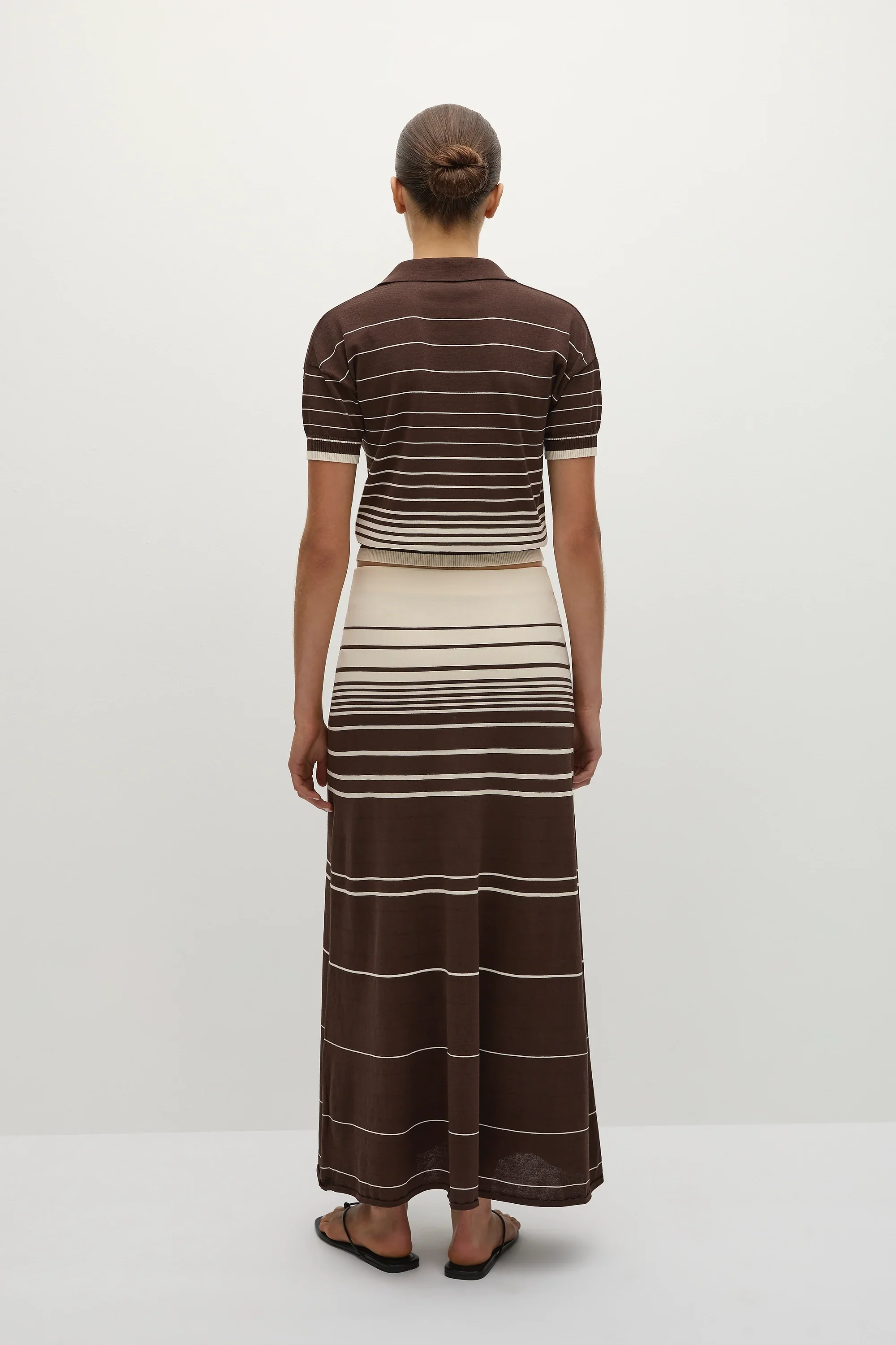 Casia Maxi Skirt Accordion Stripe Brown Beige - Final Sale - Image 5