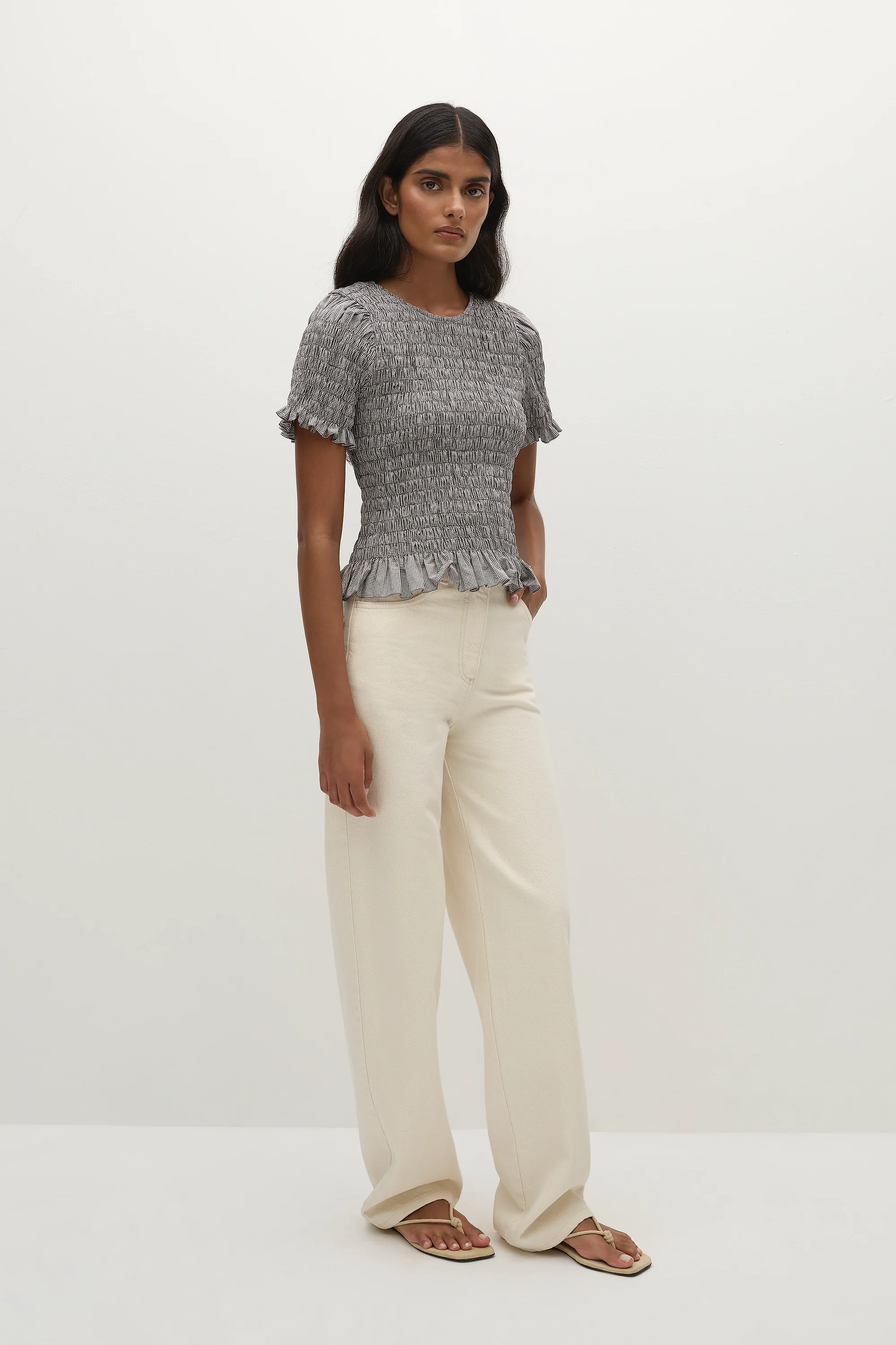 Edda Top Hanne Gingham Espresso - Final Sale - Image 3
