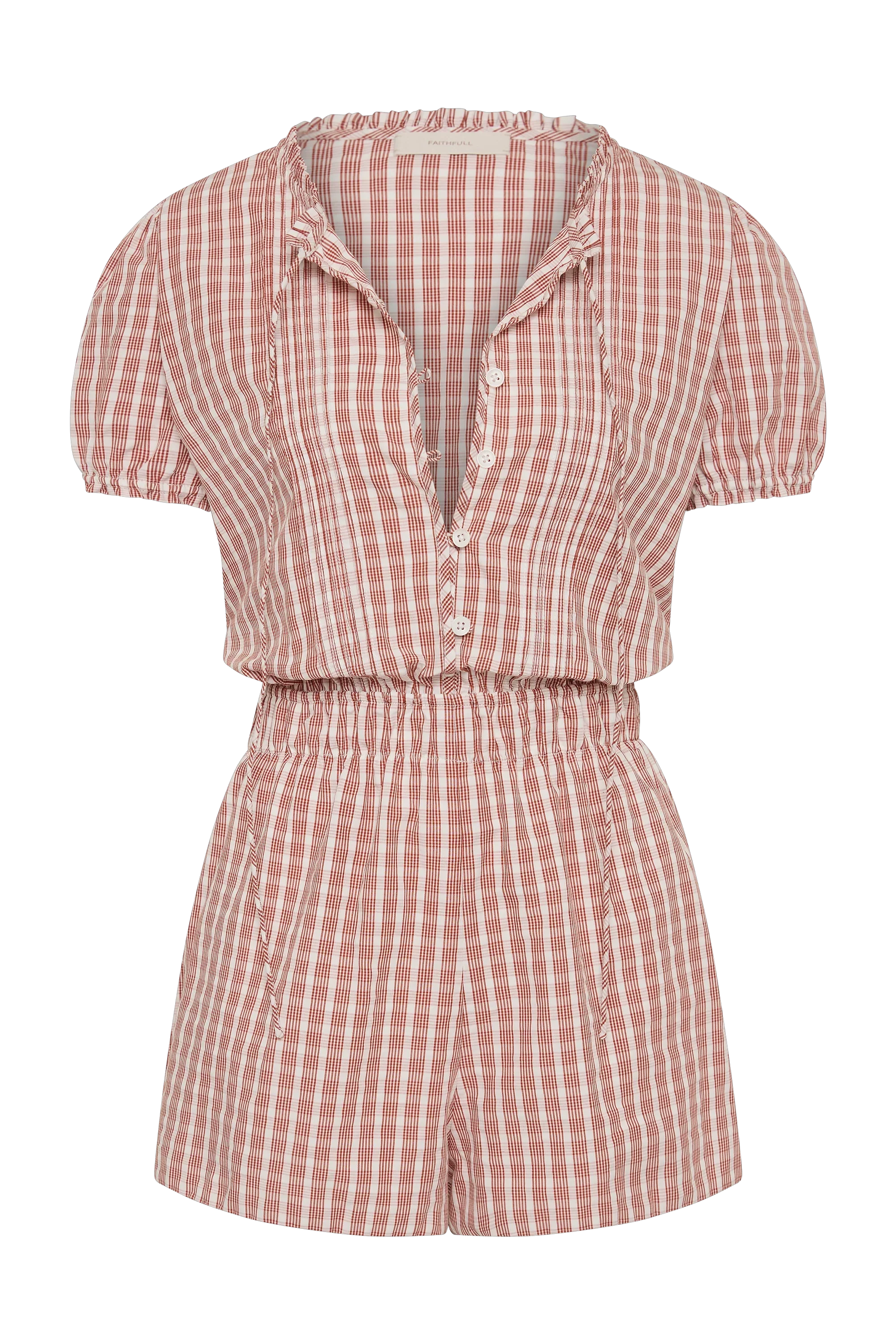Emilie Playsuit Paloma Check Cinnamon White - Image 6