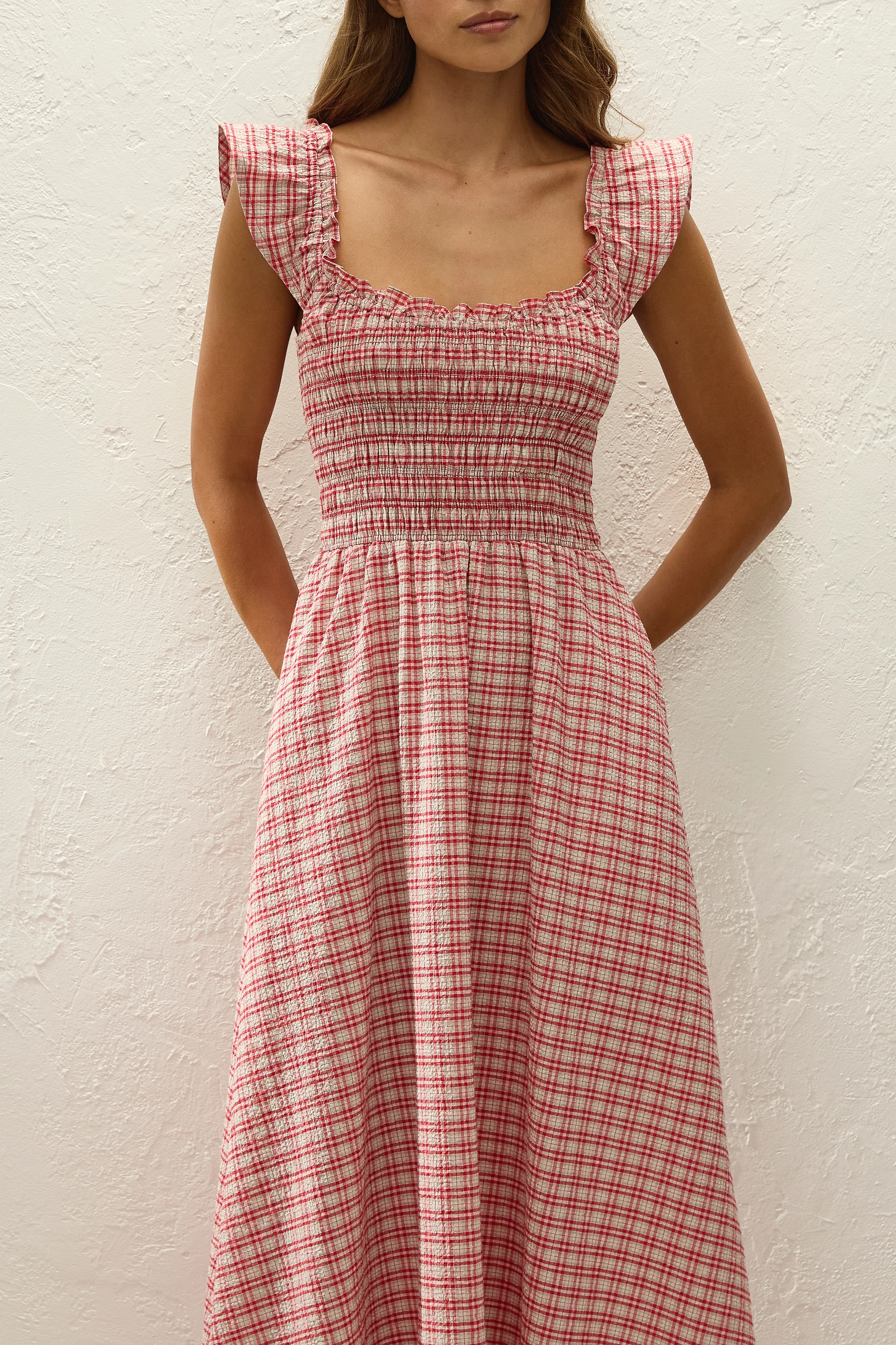 Eudora Midi Dress Vintage Red Check - Image 2