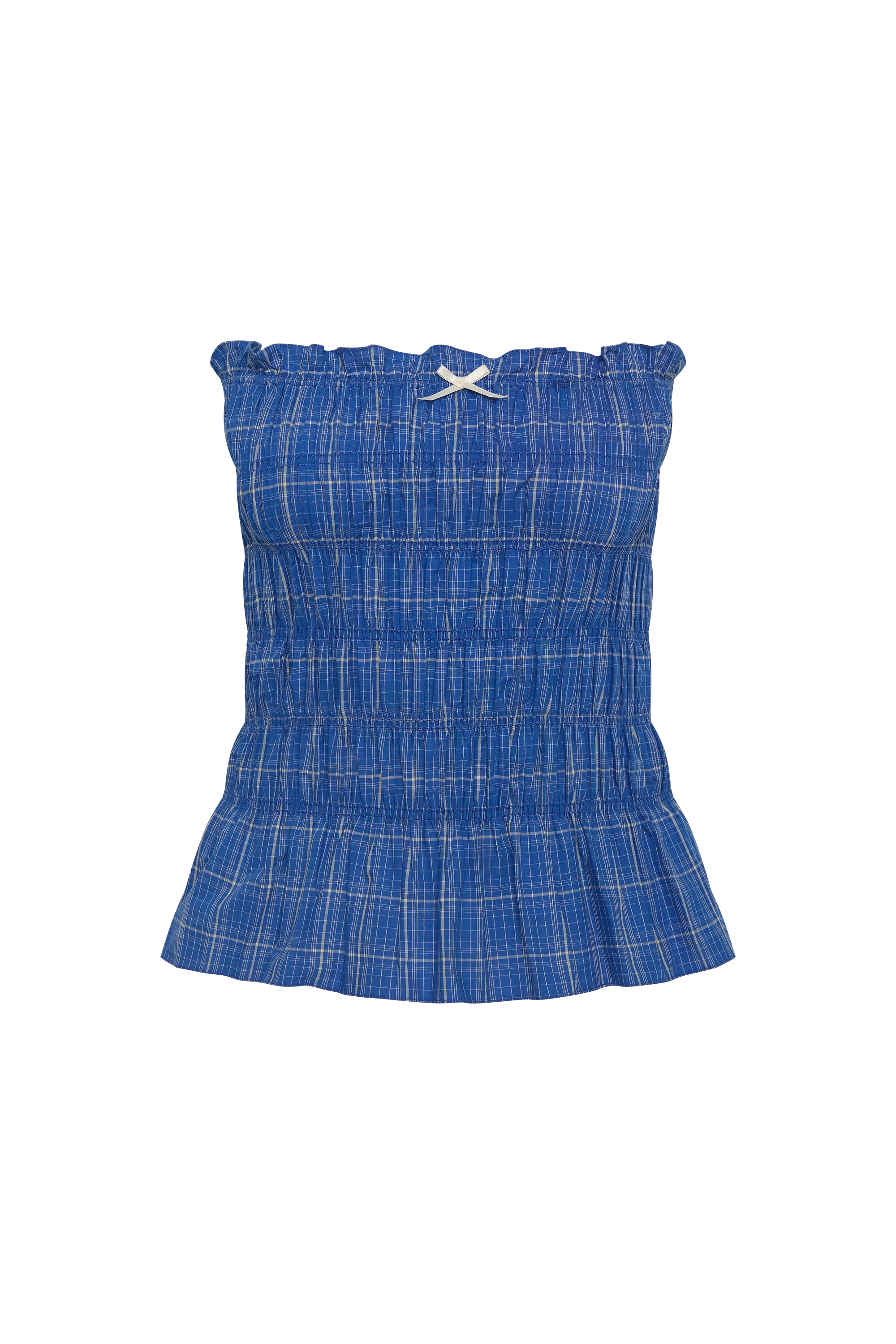 Leya Top Flor Check Cobalt - Image 7