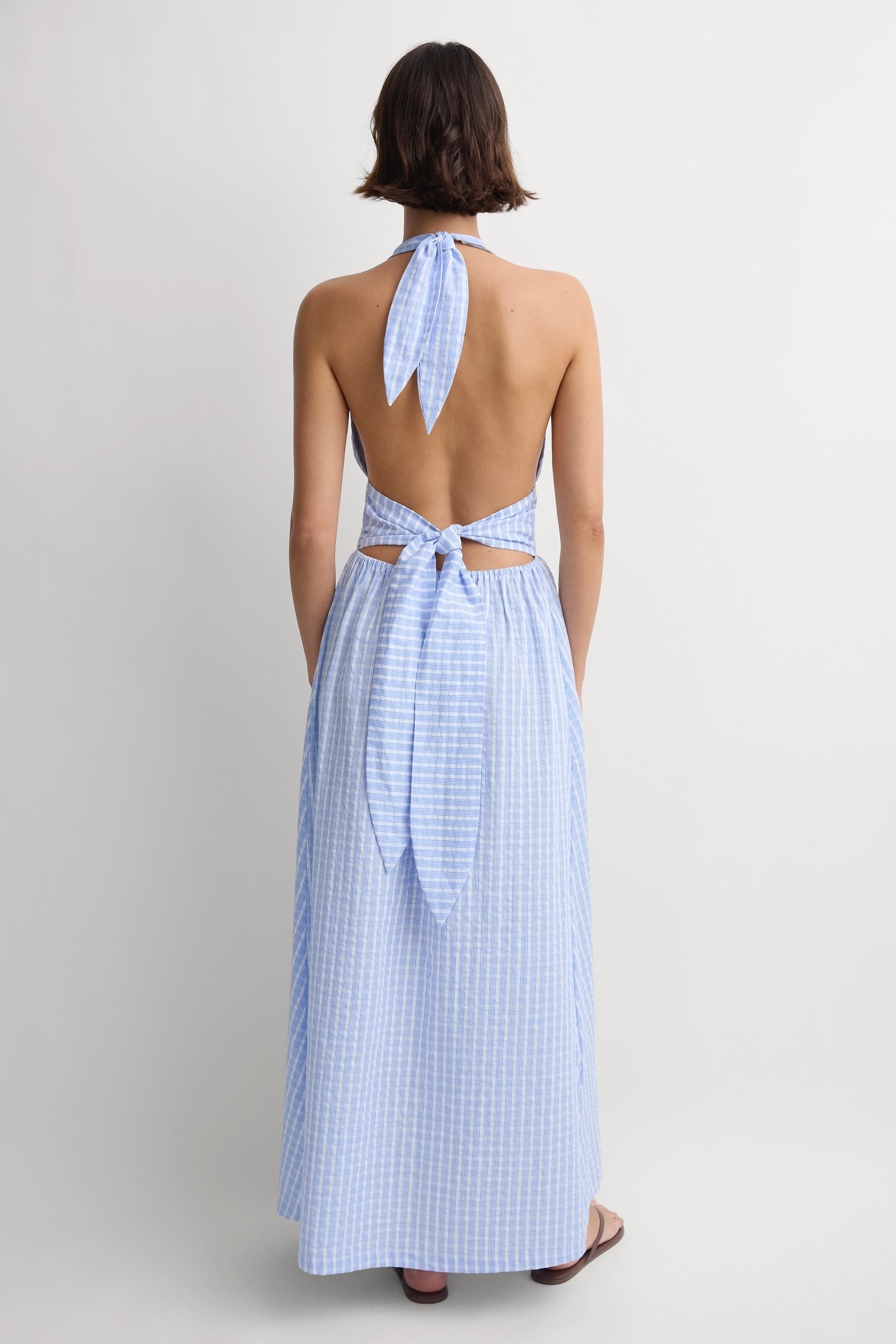 Lido Maxi Dress Paloma Check Light Blue White - Image 3