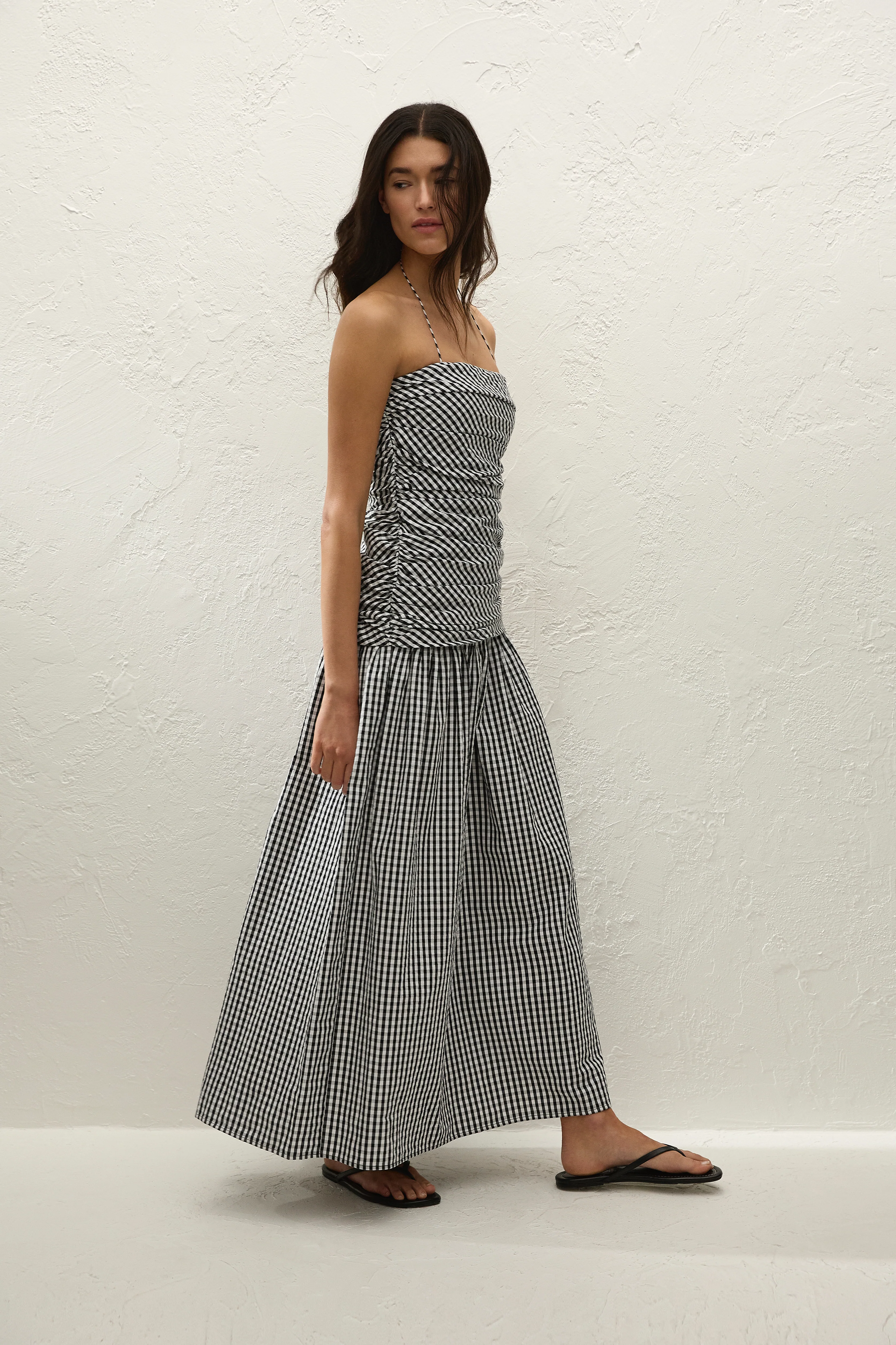 Vento Midi Dress Black Textured Gingham - Final Sale - Image 4
